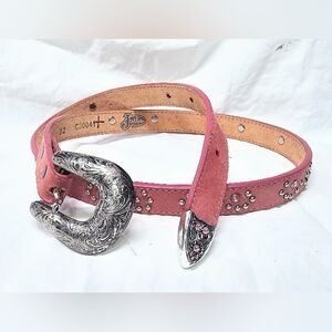 Justin Pink Leather Western Cowgirl Bling Belt Sz 32